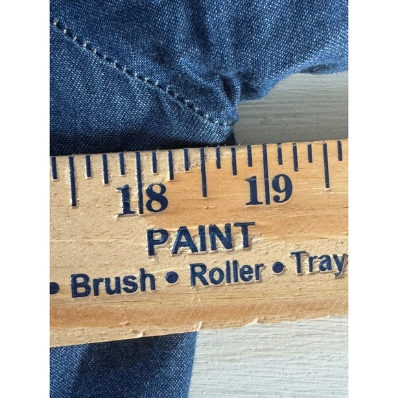 Papaya Weekend Denim Blue Pearl Snap Button Long Sleeve Size UK10 - Picture 10 of 12